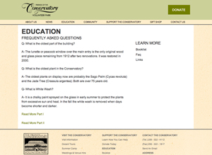 Friends of the Conservatory Page Template - Education Page