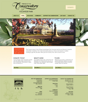 Friends of the Conservatory Visual Design 1 - Home Page
