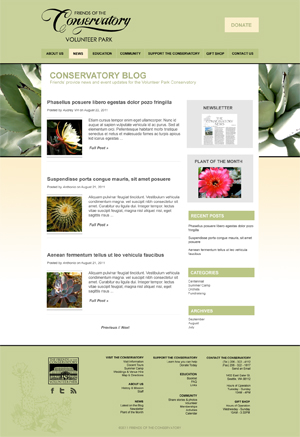 Friends of the Conservatory Visual Design 1 - News Page