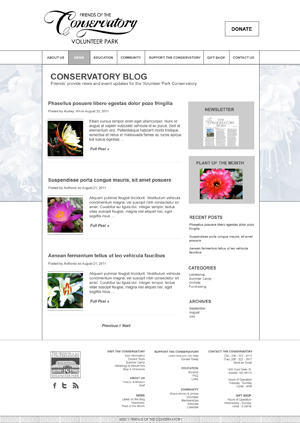 Friends of the Conservatory Visual Design 2 - News Page