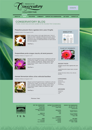 Friends of the Conservatory Visual Design 3 - News Page